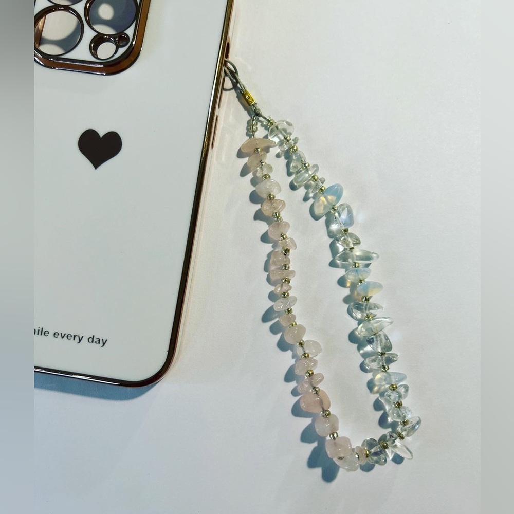 Rose Quartz and Opalite Phone Chain